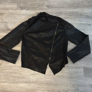 BlankNYC Moto Jacket Black Faux Leather Snakeskin Zip Up Women's Size Medium